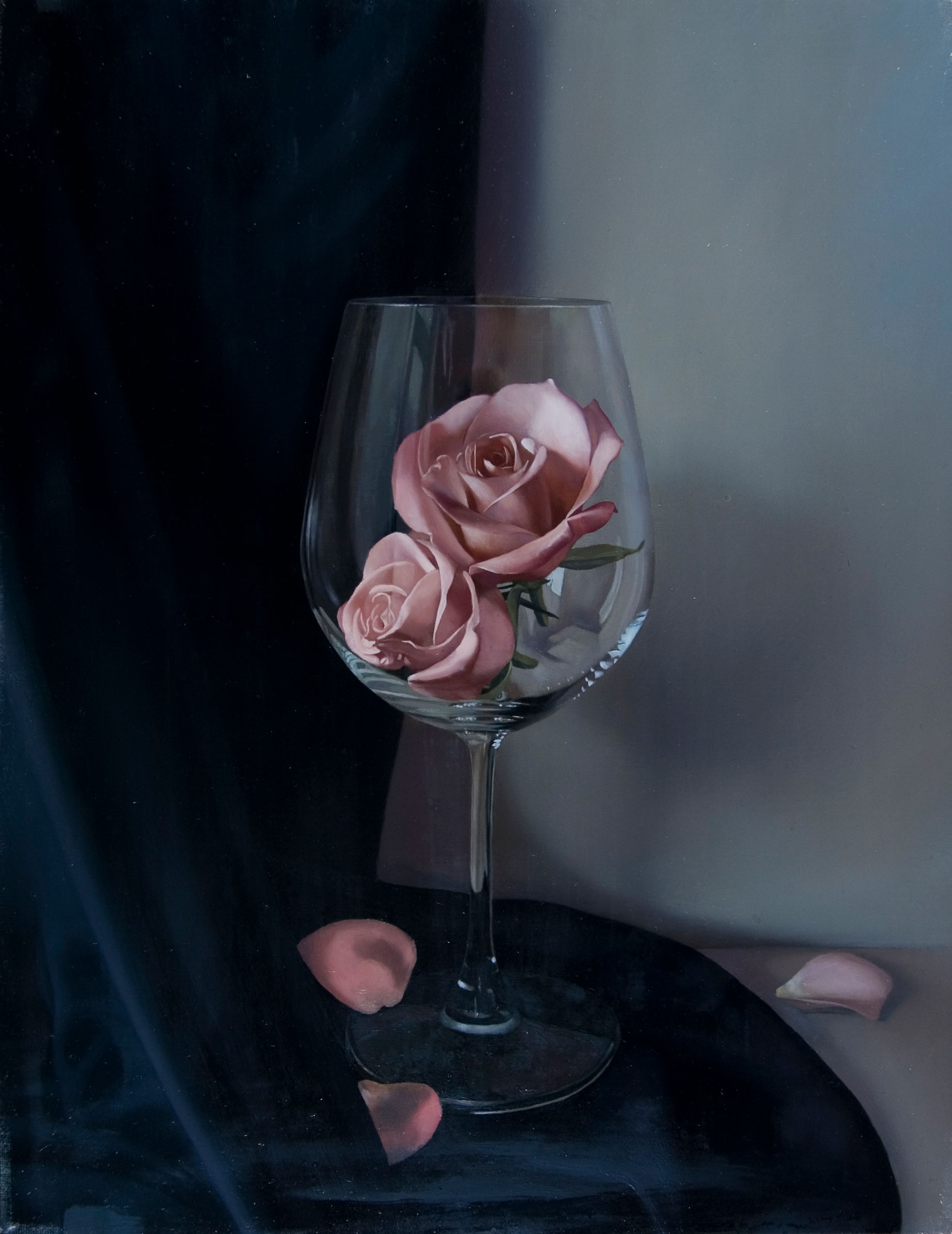 Expressed through Objects|借物抒情作品-Infatuation|沉醉|,Oil on linen mounted on
								panel|油彩木板裱麻,41 x 31.5 cm|2009